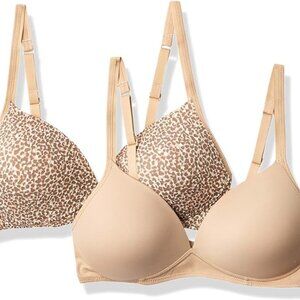 NWT 36A Warner's Light Lift Bra Set of 2 - Leopard Print and Tan
